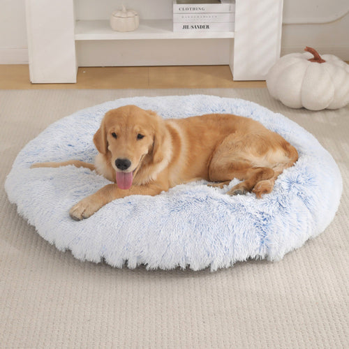 Round Plush Pet Bed Warm Comfortable Sleeping Mat House