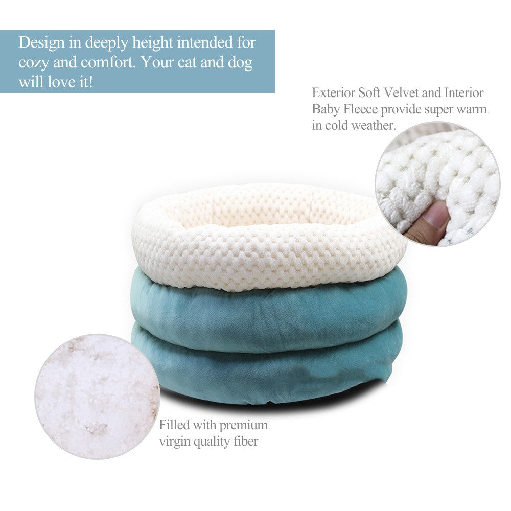 Round Velvet Pet Bed