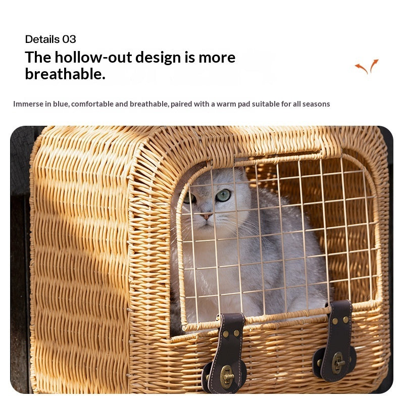 Woven Rattan Pet Carrier