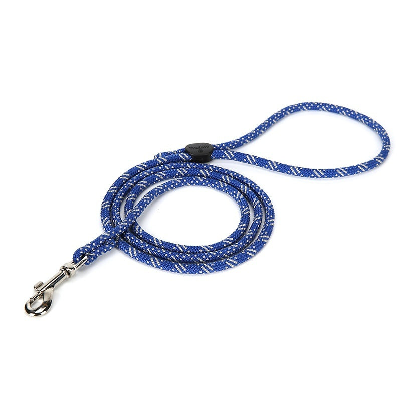 adjustable colorful pet leash in sapphire blue color with a hook and adjustable design