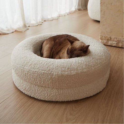 Solid Color Pet Round Bed Comfortable Sleeping Nest Accessory